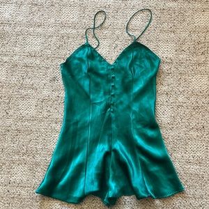 Emerald Satin Lingerie Romper